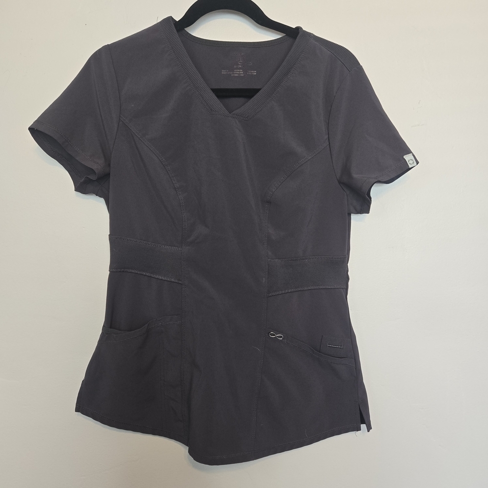 Cherokee Dark Gray Short Sleeve V-Neck Scrub Top